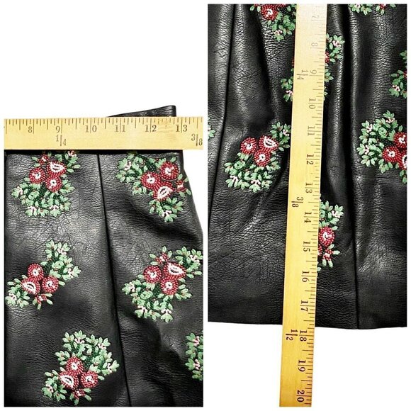 Club Monaco Edvard Embroidered faux leather skirt, size 0, Black - Picture 7 of 7